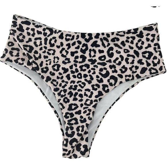 Animal Print Bikini One Shoulder High Waist Cheeky Size Small Swimsuit White - Picture 4 of 5